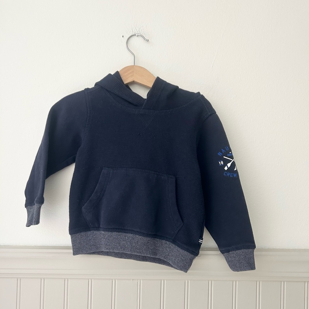 Nautica Boys 2T Toddler Dark Navy Blue Kids Hoodie Embroidered Sweatshirt